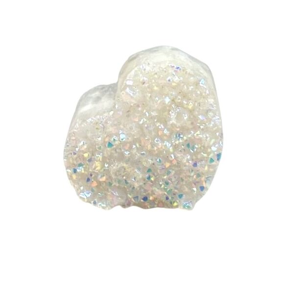 Angel Aura Quartz Crystal Heart Stone Titanium Iridescent Aurora Gift Stone - Picture 2 of 7